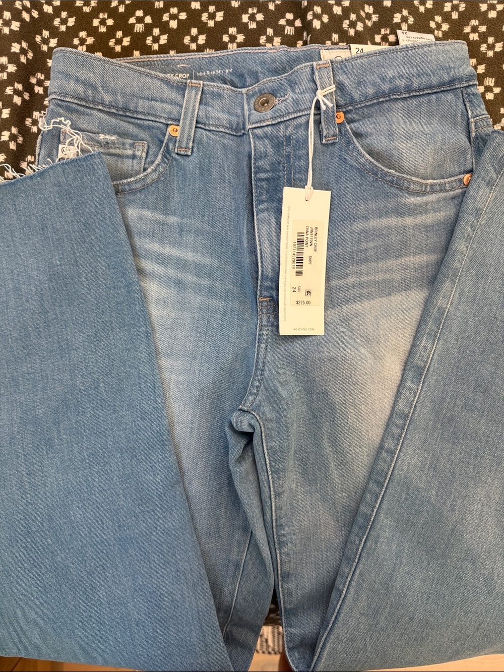 AG Los Angeles Brinley Crop Mid-Rise Straight Light Blue Jeans